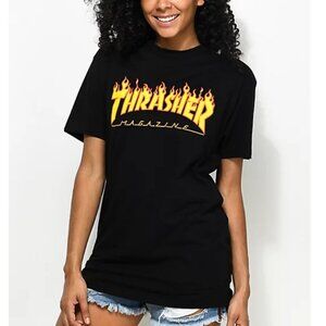 Thrasher Flame Logo Black Short Sleeve Shirt